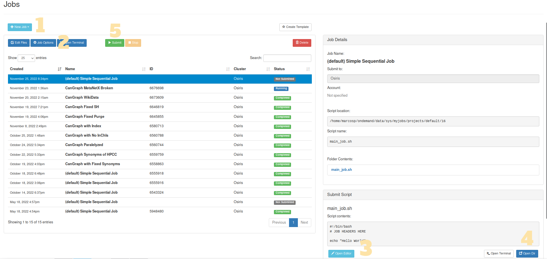 IARC's HPC's Job Composing page