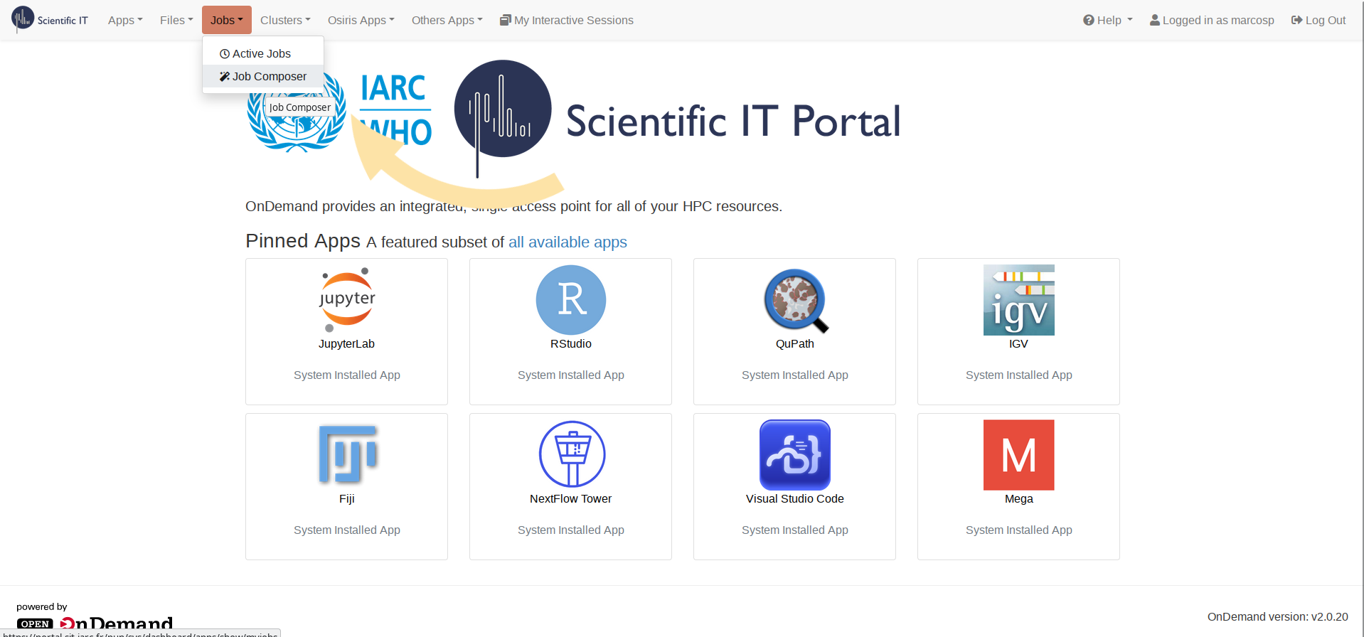 IARC's HPC Portal's Home Page